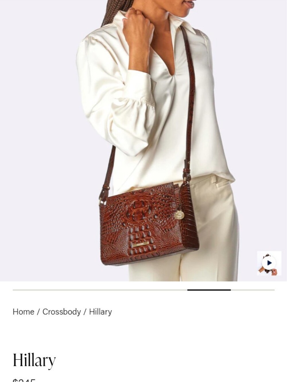 SOLD Brahmin Hillary Pecan Melbourne Croc Embossed Leather Crossbody Bag - Picture 13 of 13
